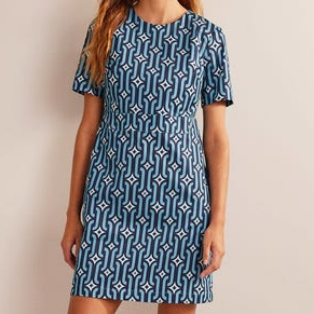 NWOT Boden Blue Geometric Dress